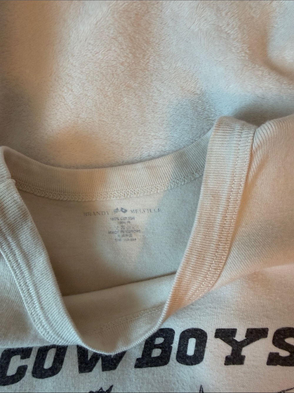 Brandy Melville Cream Cowboys Graphic Crop Tee - Picture 2 of 3